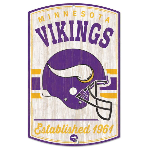 Wholesale-Minnesota Vikings / Classic Logo Retro Wood Sign 11" x 17" 1/4" thick