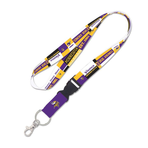 Wholesale-Minnesota Vikings Color Block Lanyard w/detachable buckle 1"