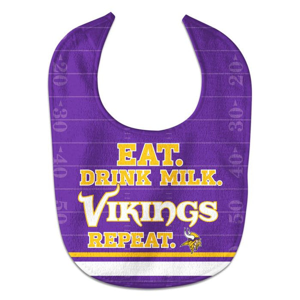 Wholesale-Minnesota Vikings Eat Drink Milk All Pro Baby Bib