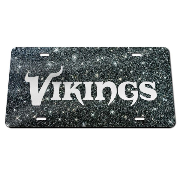 Wholesale-Minnesota Vikings GLITTER BACKGROUND Acrylic Classic License Plates