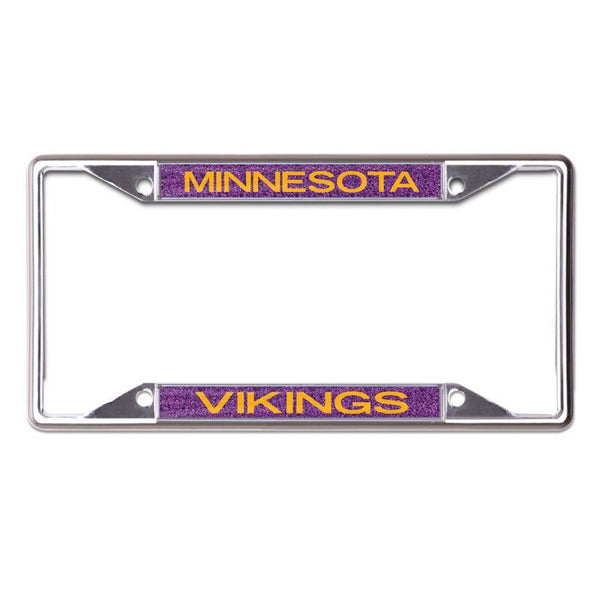 Wholesale-Minnesota Vikings GLITTER BACKGROUND Lic Plate Frame B/O Printed