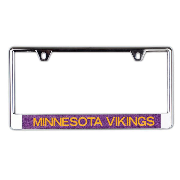 Wholesale-Minnesota Vikings GLITTER BACKGROUND Lic Plt Frame B/O Metallic