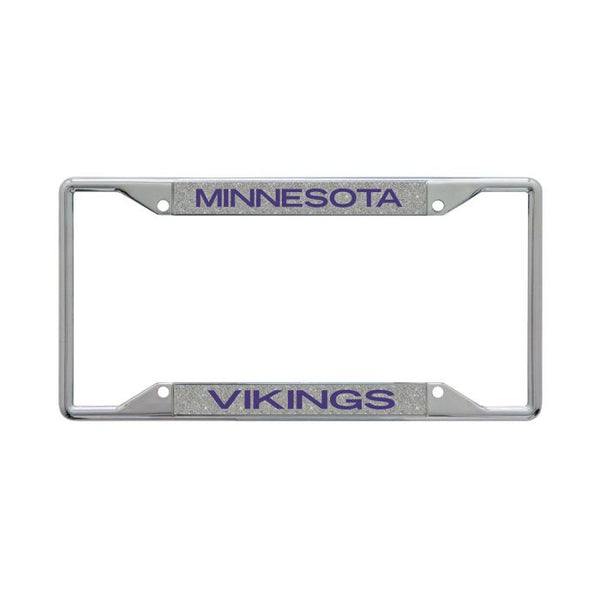 Wholesale-Minnesota Vikings GLITTER BACKGROUND Lic Plt Frame S/S Printed