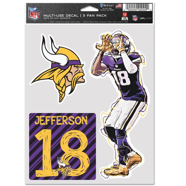 Wholesale-Minnesota Vikings Griddy Multi Use 3 Fan Pack Justin Jefferson