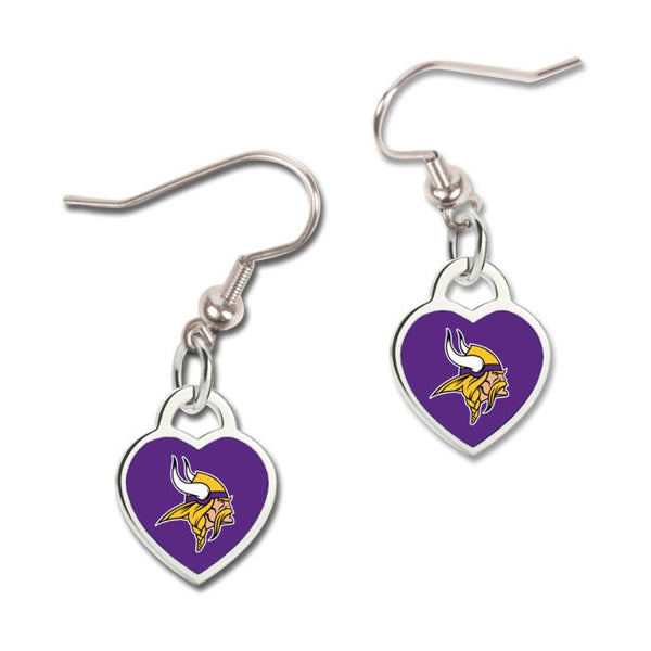 Wholesale-Minnesota Vikings HEART Earrings w/3D Heart