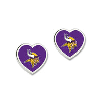 Wholesale-Minnesota Vikings HEART POST Earrings w/3D Heart