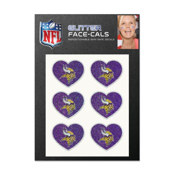 Wholesale-Minnesota Vikings Heart Glitter Tattoo 6 Pack