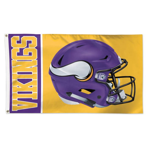 Wholesale-Minnesota Vikings Helmet Flag - Deluxe 3' X 5'