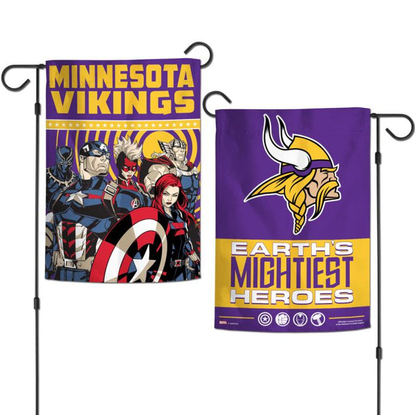 Wholesale-Minnesota Vikings / Marvel (C) 2021 Marvel Garden Flags 2 sided 12.5" x 18"