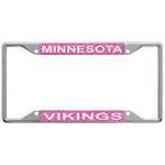 Wholesale-Minnesota Vikings PINK GLITTER Lic Plt Frame S/S Printed