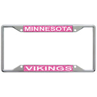 Wholesale-Minnesota Vikings PINK GLITTER Lic Plt Frame S/S Printed