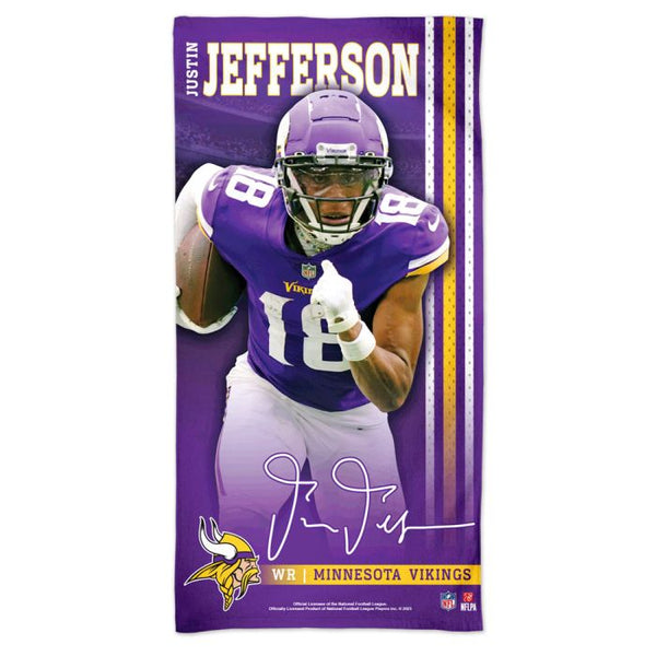 Wholesale-Minnesota Vikings Spectra Beach Towel 30" x 60" Justin Jefferson