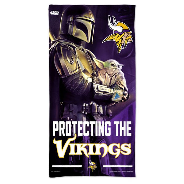 Wholesale-Minnesota Vikings / Star Wars Mandalaorian Spectra Beach Towel 30" x 60"