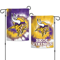 Wholesale-Minnesota Vikings Tie Dye Garden Flags 2 sided 12.5" x 18"