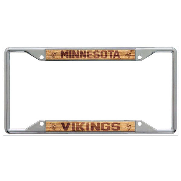 Wholesale-Minnesota Vikings WOOD Lic Plt Frame S/S Printed