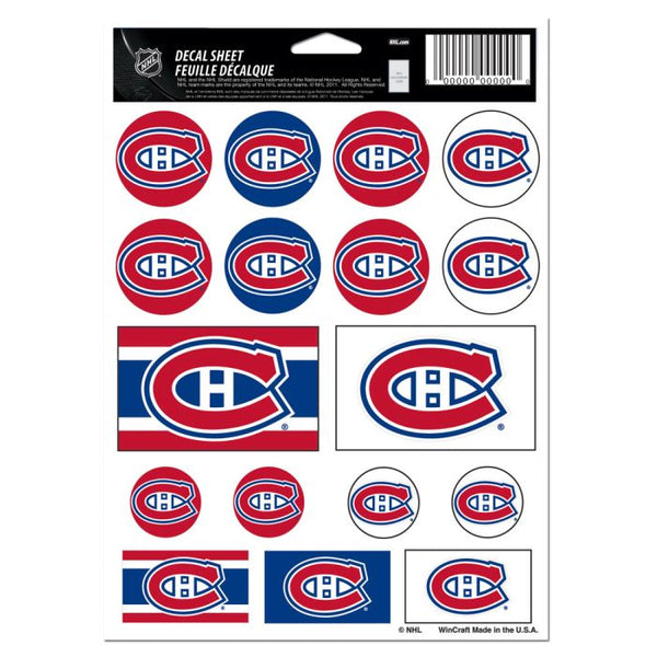 Wholesale-Montreal Canadiens Vinyl Sticker Sheet 5" x 7"