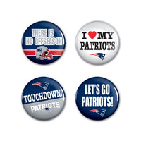 Wholesale-New England Patriots Button 4 Pack 1 1/4" Rnd