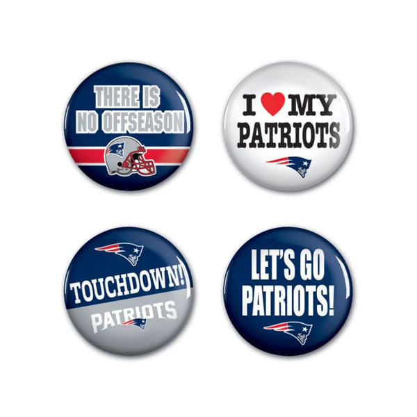 Wholesale-New England Patriots Button 4 Pack 1 1/4" Rnd