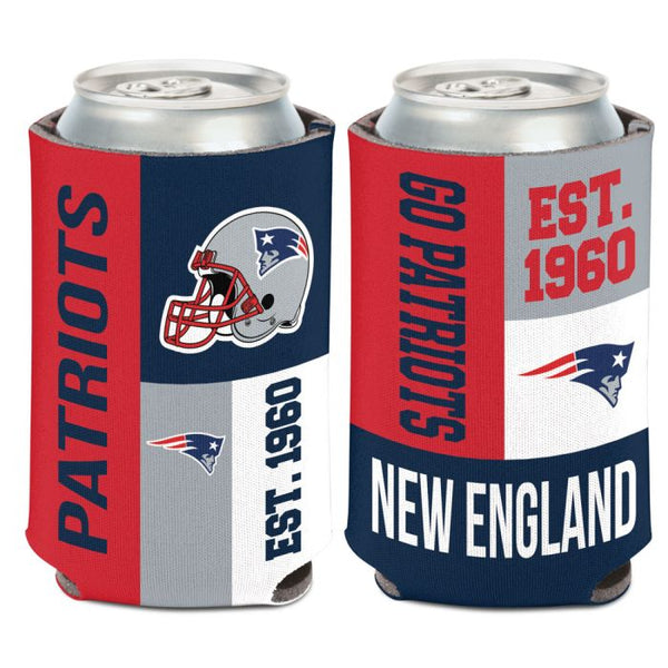 Wholesale-New England Patriots Color Block Can Cooler 12 oz.