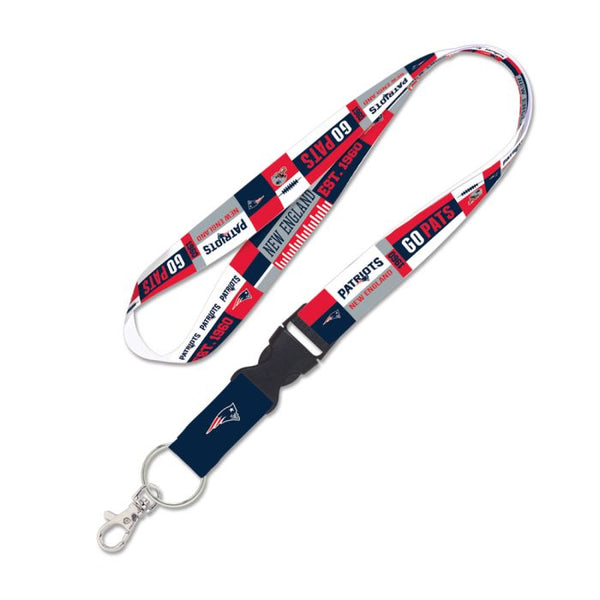 Wholesale-New England Patriots Color Block Lanyard w/detachable buckle 1"