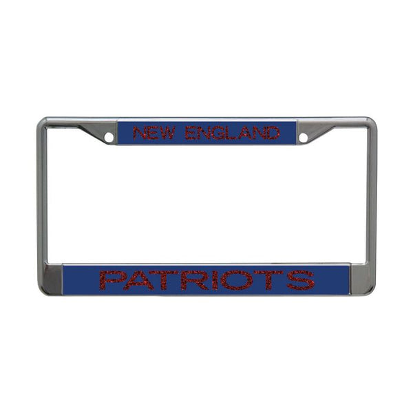 Wholesale-New England Patriots GLITTER LETTERS Lic Plt Frame S/L Printed