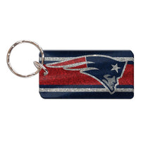 Wholesale-New England Patriots GLITTER STRIPES Keychain Rectangle