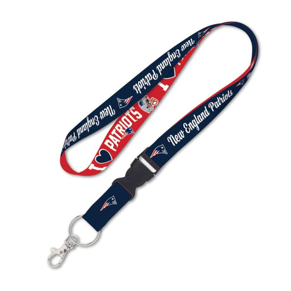 Wholesale-New England Patriots Heart Lanyard w/detachable buckle 1"