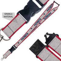 Wholesale-New England Patriots Lanyard w/Buckle Glitter 1"