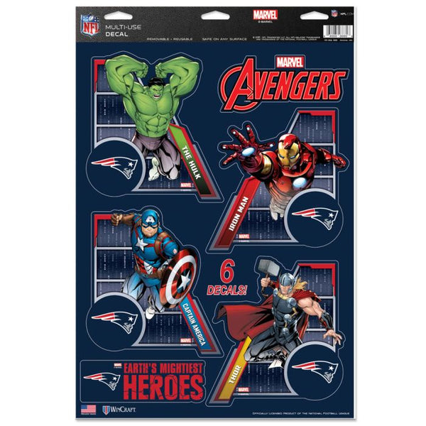 Wholesale-New England Patriots / Marvel (C) 2021 Marvel Multi-Use Decal 11" x 17"