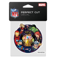 Wholesale-New England Patriots / Marvel (C) 2021 Marvel Perfect Cut Color Decal 4" x 4"