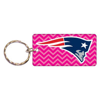 Wholesale-New England Patriots PINK CHEVRON Keychain Rectangle