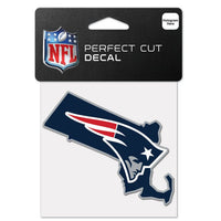 Wholesale-New England Patriots State Shaped Perfect Cut Color Decal 4" x 4"