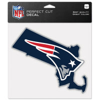 Wholesale-New England Patriots State Shaped Perfect Cut Color Decal 8" x 8"