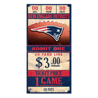 Wholesale-New England Patriots Ticket Wood Sign 6x12 3/8" thick