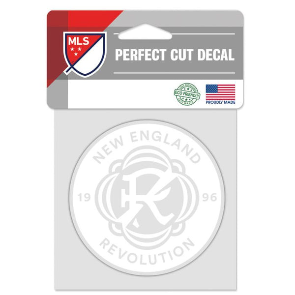 Wholesale-New England Revolution Perfect Cut White Decal 4" x 4"