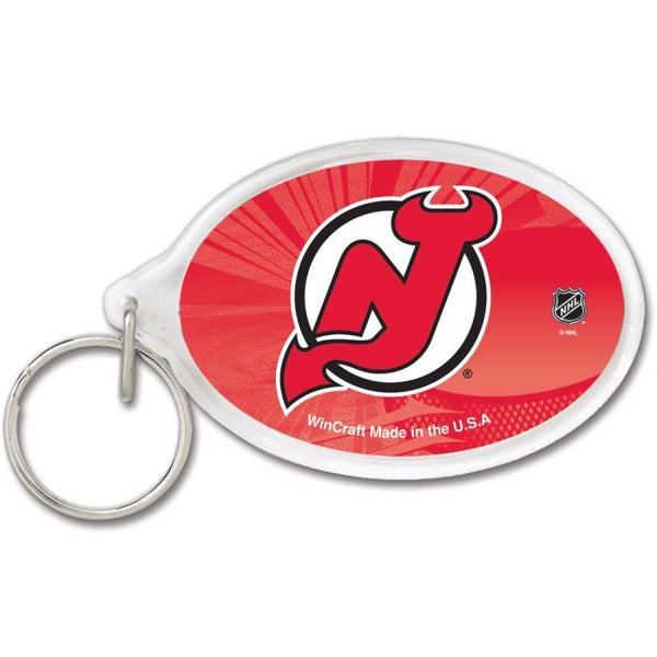 Wholesale-New Jersey Devils Acrylic Key Ring Carded Oval