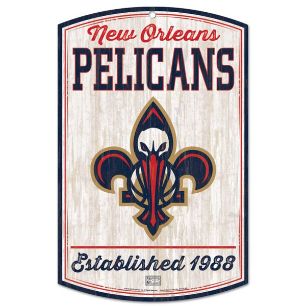 Wholesale-New Orleans Pelicans Hardwoods Wood Sign 11" x 17" 1/4" thick