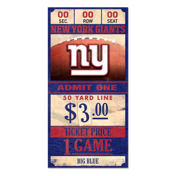 Wholesale-New York Giants Ticket Wood Sign 6x12 3/8" thick