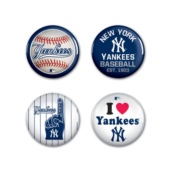 Wholesale-New York Yankees Button 4 Pack 1 1/4" Rnd