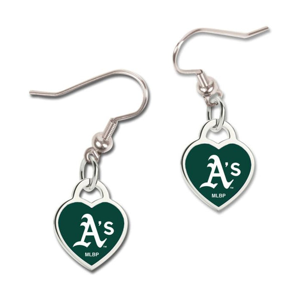 Wholesale-Oakland A's Earrings w/3D Heart