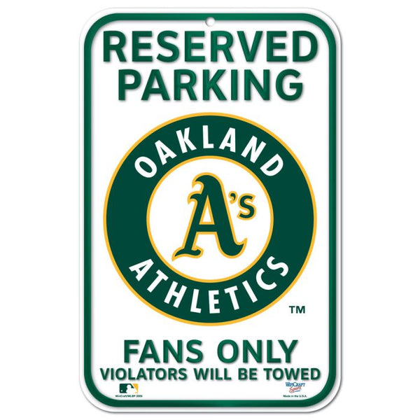 Wholesale-Oakland A's Reserved Parking Plastic Sign 11" x 17"