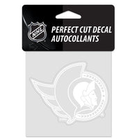 Wholesale-Ottawa Senators Perfect Cut White Decal 4" x 4"