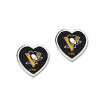 Wholesale-Pittsburgh Penguins Earrings w/3D Heart