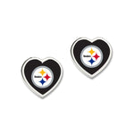 Wholesale-Pittsburgh Steelers Heart Post Earrings w/3D Heart