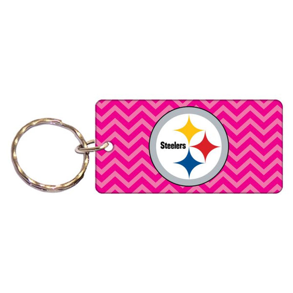 Wholesale-Pittsburgh Steelers PINK CHEVRON Keychain Rectangle