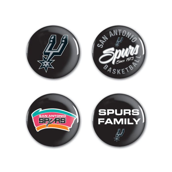 Wholesale-San Antonio Spurs Button 4 Pack 1 1/4" Rnd