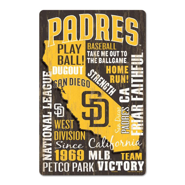 Wholesale-San Diego Padres WORDAGE Wood Sign 11" x 17" 1/4" thick