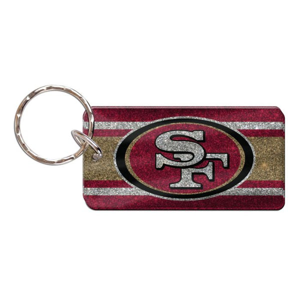 Wholesale-San Francisco 49ers GLITTER STRIPES Keychain Rectangle