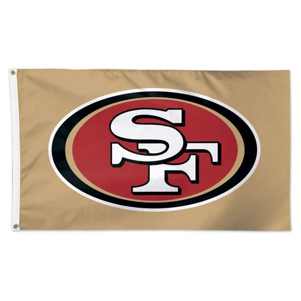 Wholesale-San Francisco 49ers Gold background Flag - Deluxe 3' X 5'