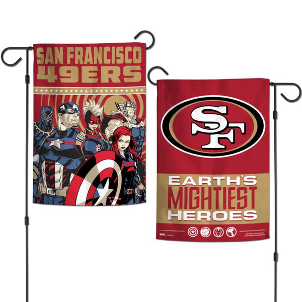 Wholesale-San Francisco 49ers / Marvel (C) 2021 Marvel Garden Flags 2 sided 12.5" x 18"